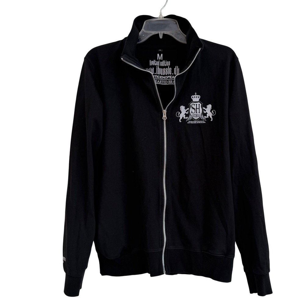 Bravehearted Brand No Justice No Peace Zip Sweatshirt Black Mens M EUC Street